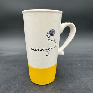 Sheffield Home Tall Stoneware Coffee Tea Mug Courage Flower Speckled 6.5"